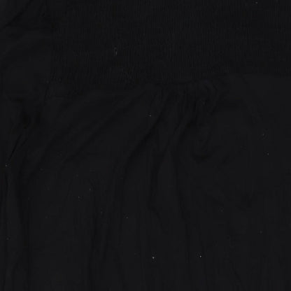 Dorothy Perkins Womens Black Viscose A-Line Size 14 Mock Neck Button