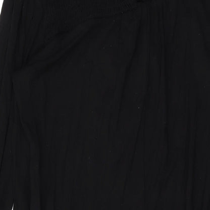 Dorothy Perkins Womens Black Viscose A-Line Size 14 Mock Neck Button