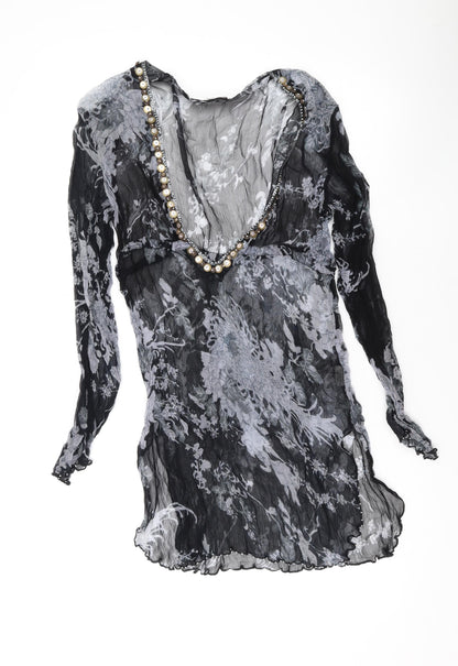 Lini Womens Black Flecked Polyester Cover Up Size M