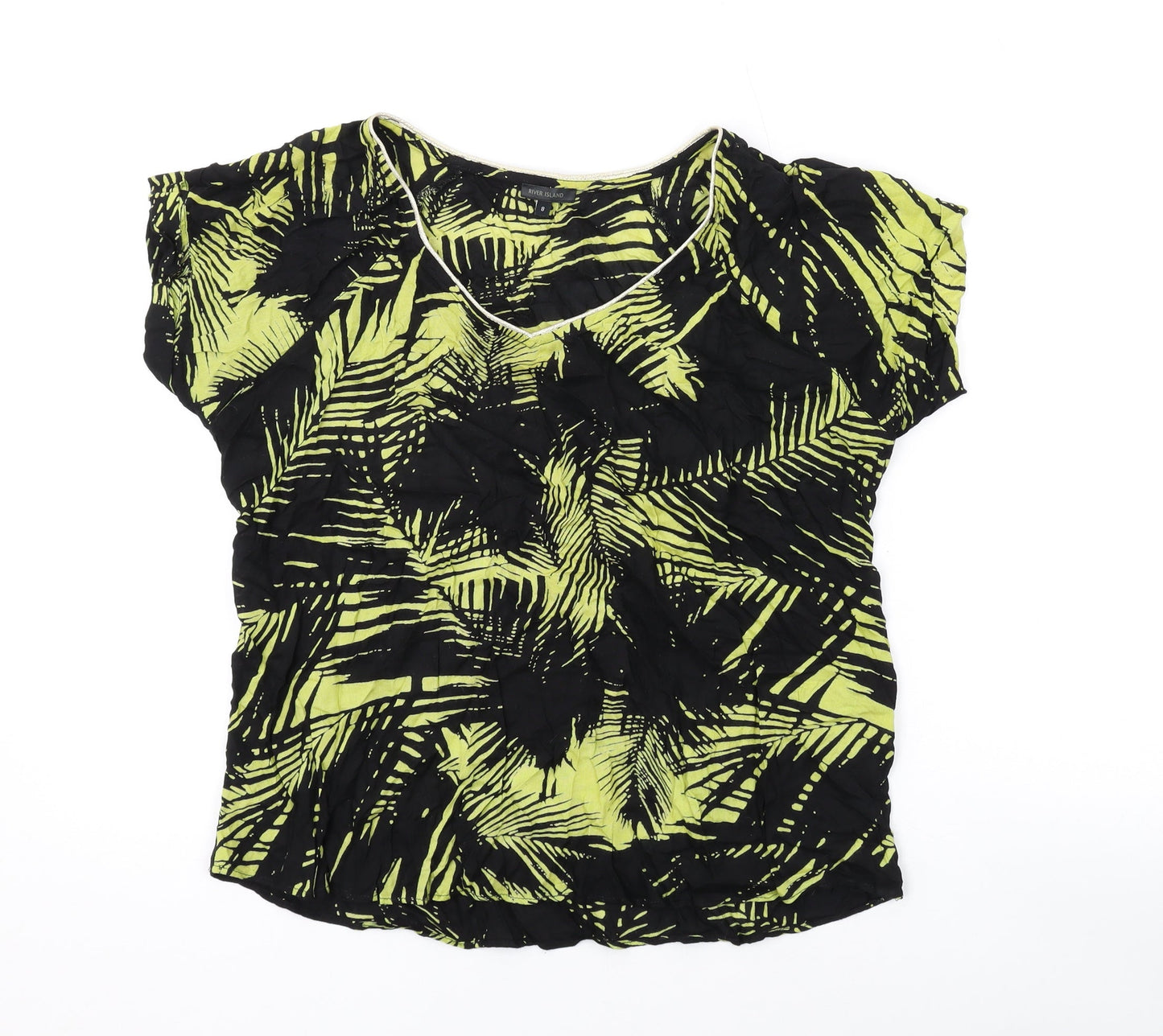 Womens UK Size 8 River Island Black Basic T-Shirt
