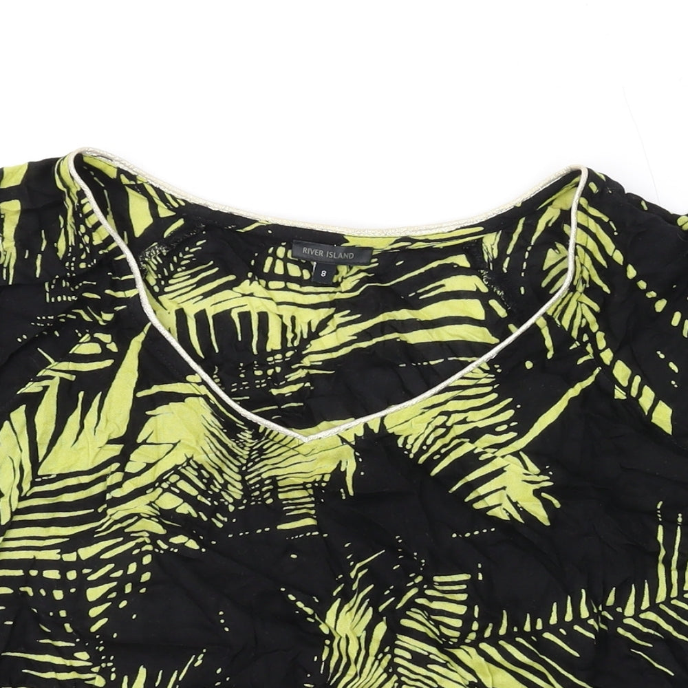 Womens UK Size 8 River Island Black Basic T-Shirt