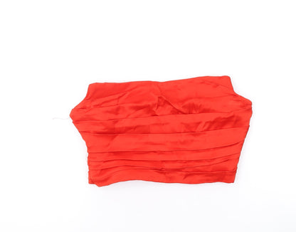 Womens UK Size S Zara Red Basic Blouse
