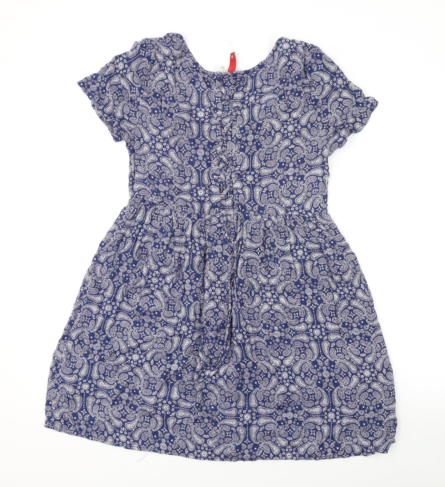 Divided by H&M Womens Blue Paisley Viscose Mini Size 6 Scoop Neck Pullover