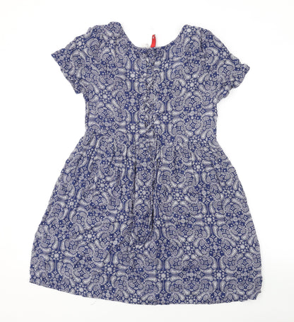Divided by H&M Womens Blue Paisley Viscose Mini Size 6 Scoop Neck Pullover