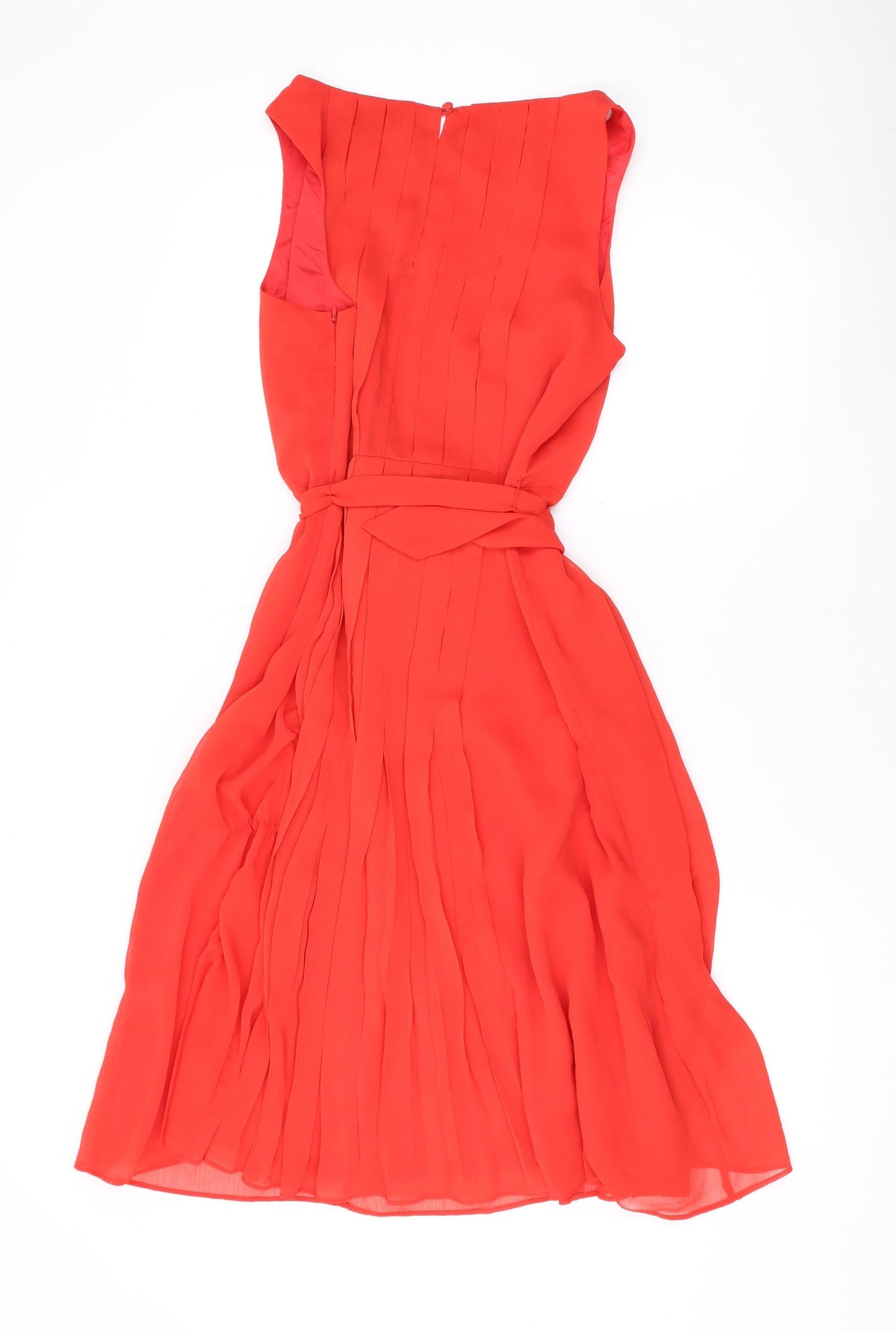 Monsoon Womens Red Polyester A-Line Size 12 Round Neck Zip