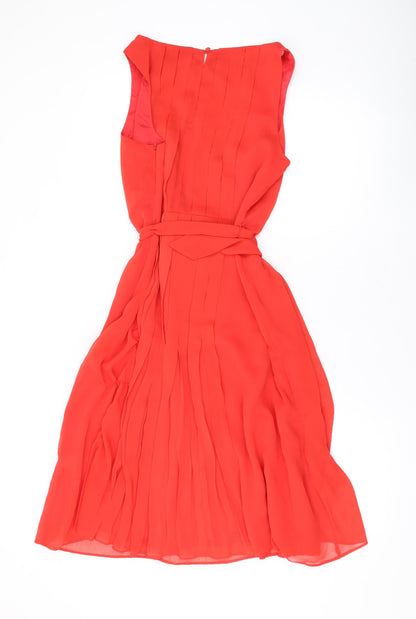 Monsoon Womens Red Polyester A-Line Size 12 Round Neck Zip