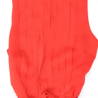Monsoon Womens Red Polyester A-Line Size 12 Round Neck Zip