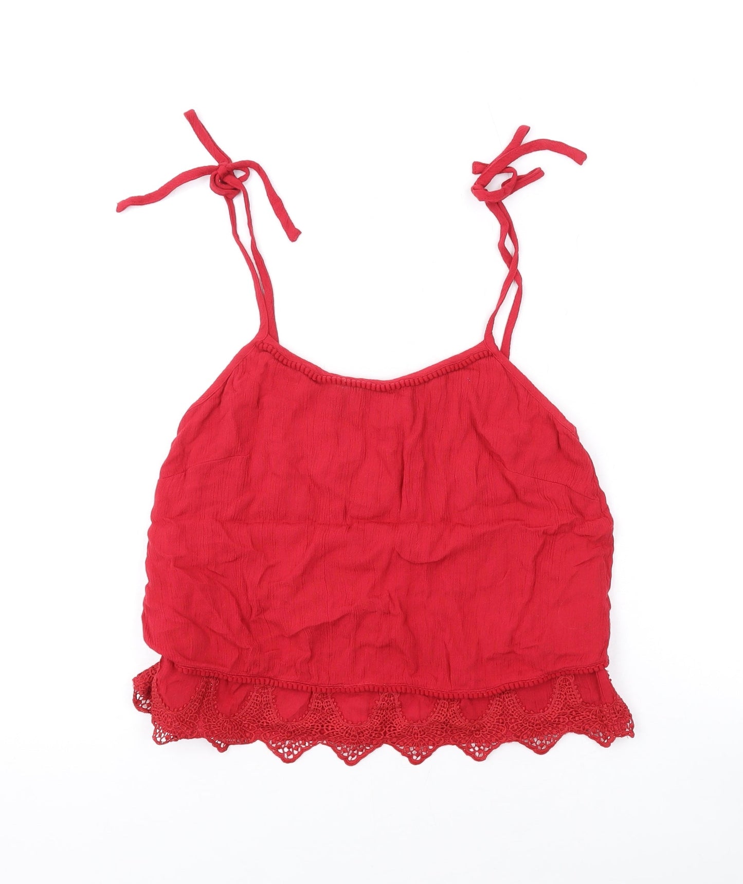 Miss Selfridge Womens Red Viscose Camisole Tank Size 6 Scoop Neck