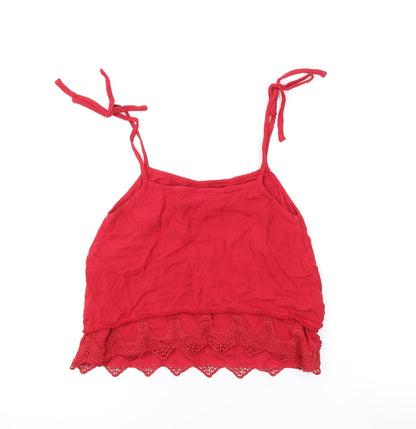 Miss Selfridge Womens Red Viscose Camisole Tank Size 6 Scoop Neck