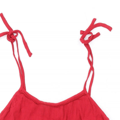 Miss Selfridge Womens Red Viscose Camisole Tank Size 6 Scoop Neck