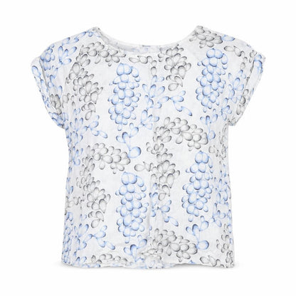 Raspberry Womens White Floral Cotton Basic T-Shirt One Size Round Neck