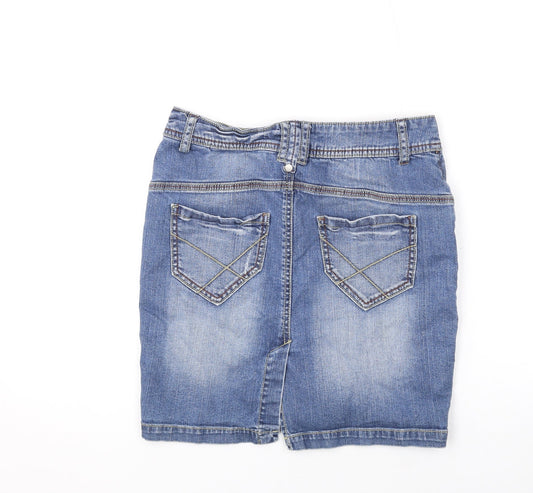 Limited Collection Womens Blue Cotton Mini Skirt Size 8 Zip