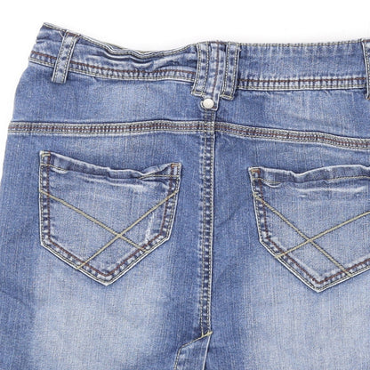 Limited Collection Womens Blue Cotton Mini Skirt Size 8 Zip