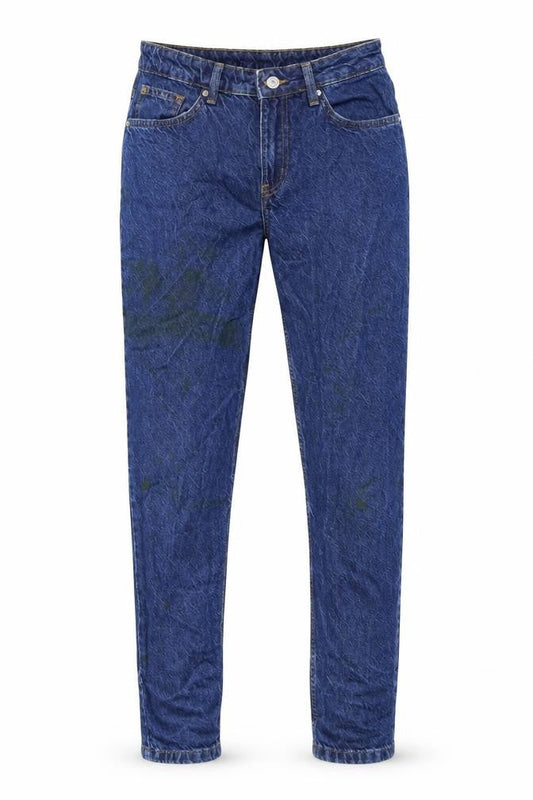 Front view of Denim & Co. women’s blue cotton skinny jeans, size UK 10, 26-inch leg regular zip