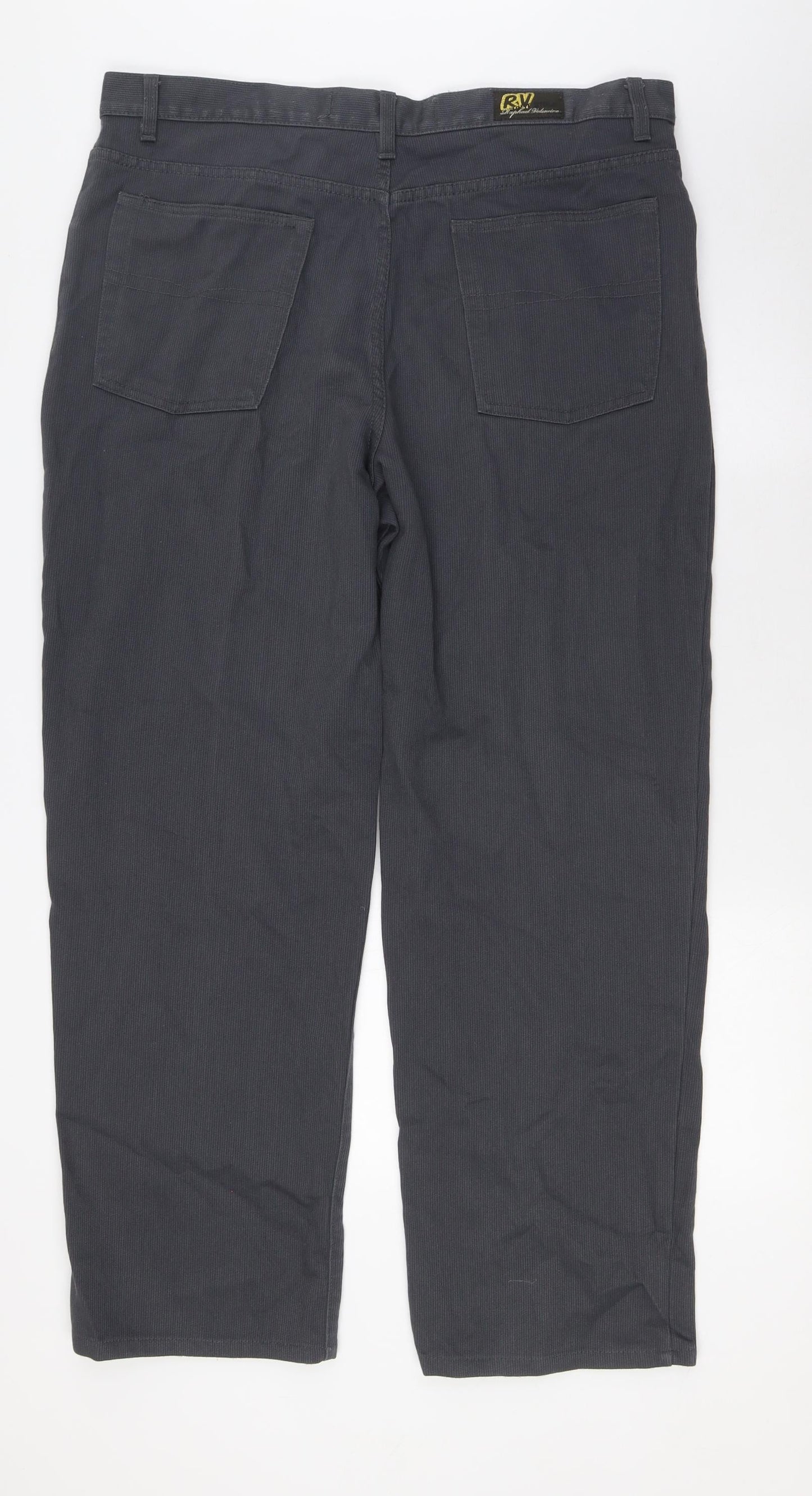 RV Mens Grey Cotton Trousers Size 38 in L29 in Regular Zip