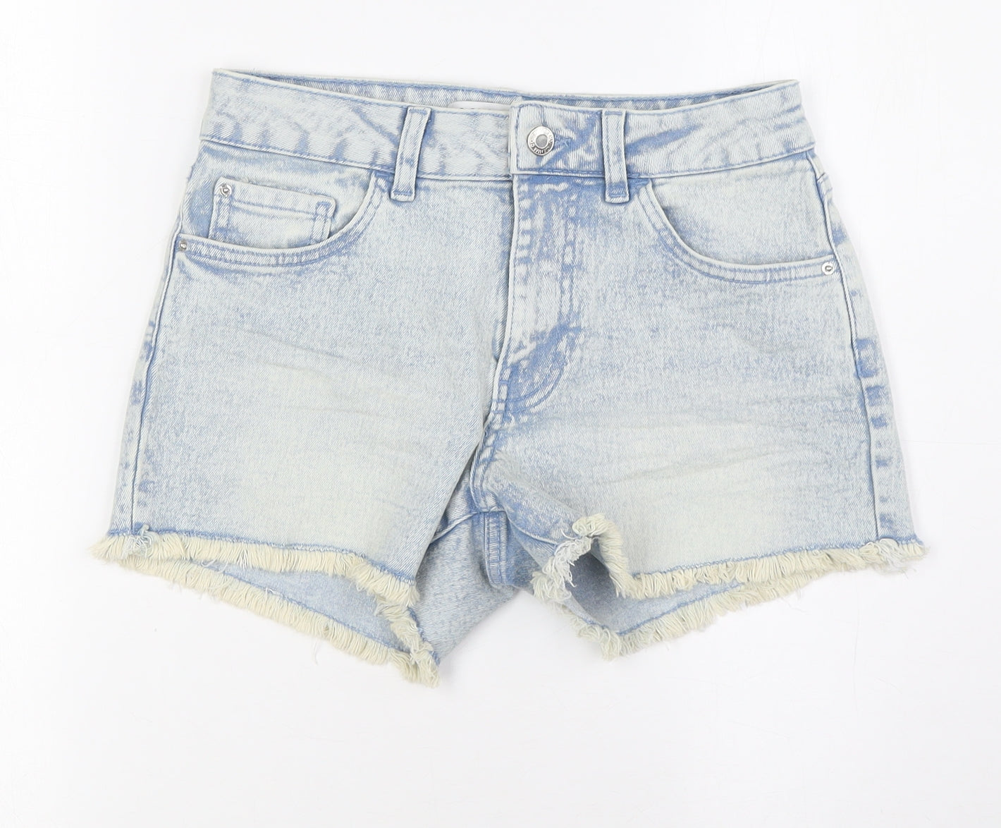 Denim & Co. Womens Blue Cotton Basic Shorts Size 8 L3 in Regular Zip