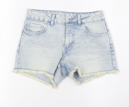 Denim & Co. Womens Blue Cotton Basic Shorts Size 8 L3 in Regular Zip