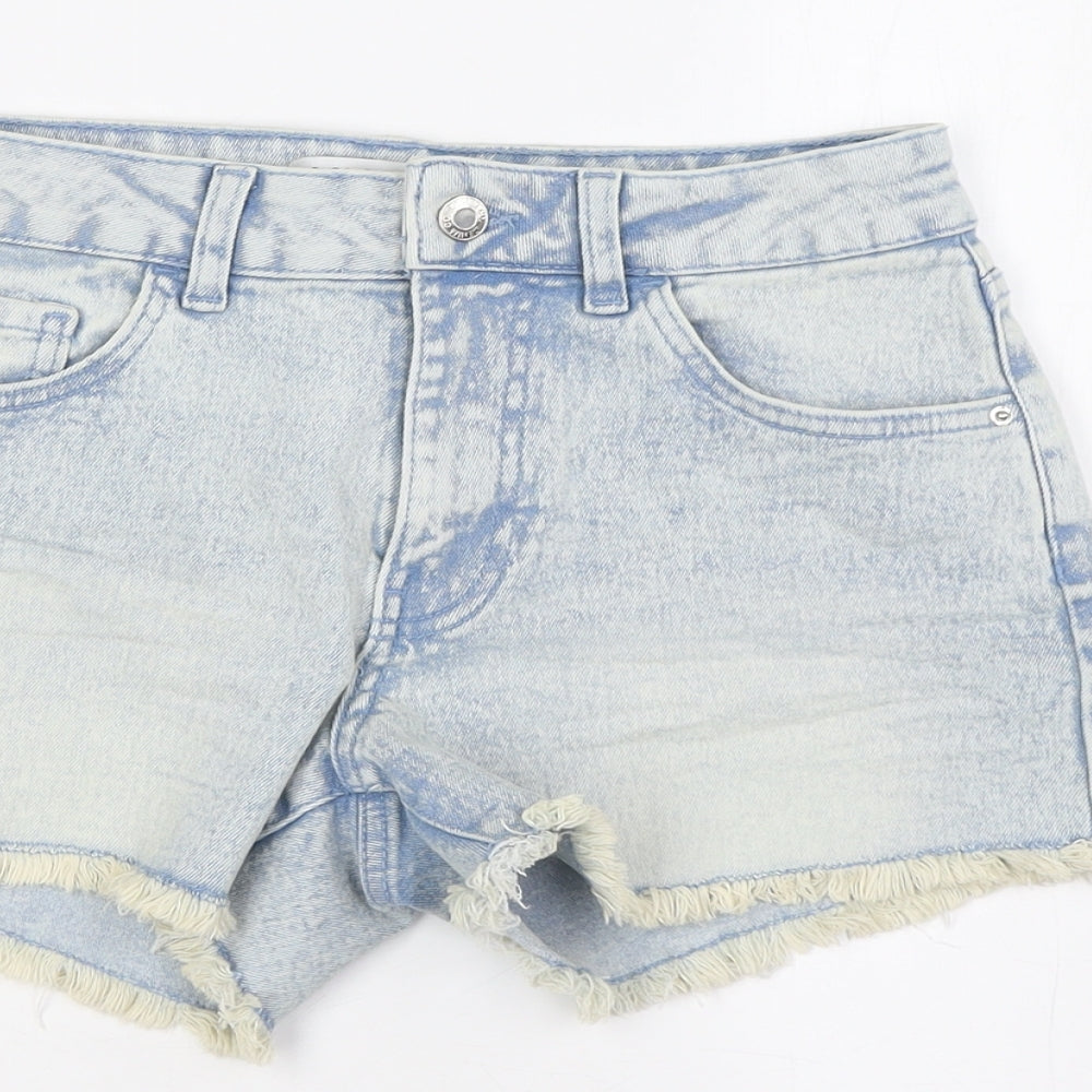 Denim & Co. Womens Blue Cotton Basic Shorts Size 8 L3 in Regular Zip