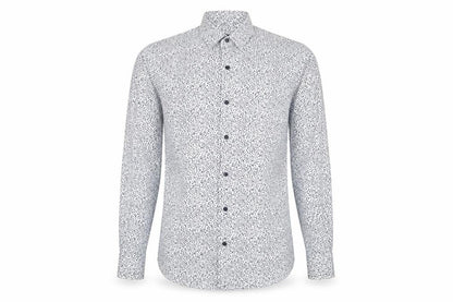 Quiz Mens White Geometric Cotton Button-Up Size S Collared Button