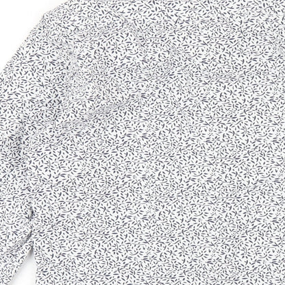 Quiz Mens White Geometric Cotton Button-Up Size S Collared Button