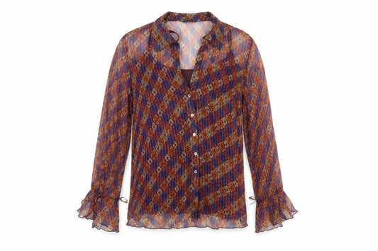 Evans Womens Multicoloured Geometric Polyester Basic Button-Up Size 16 V-Neck