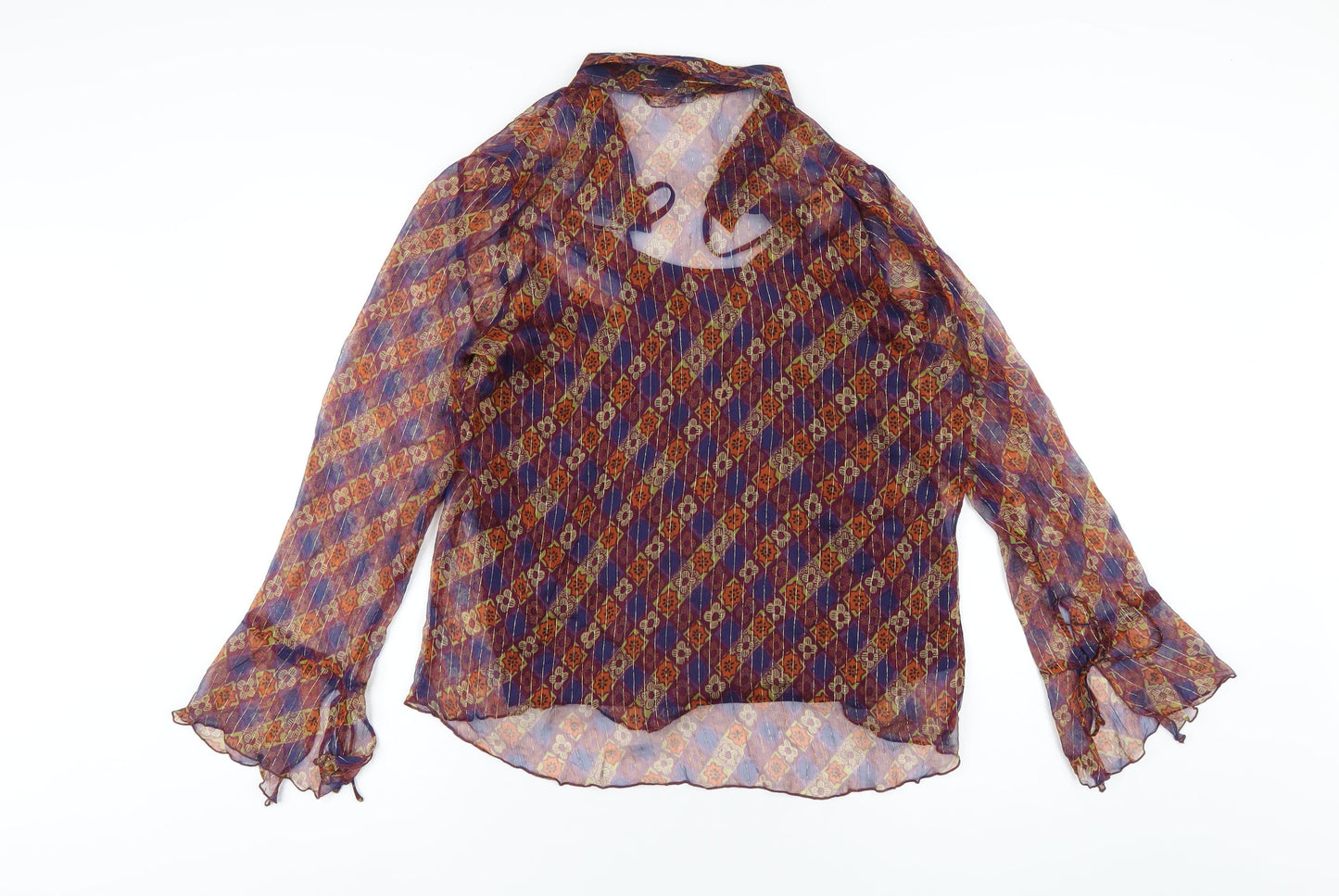 Evans Womens Multicoloured Geometric Polyester Basic Button-Up Size 16 V-Neck