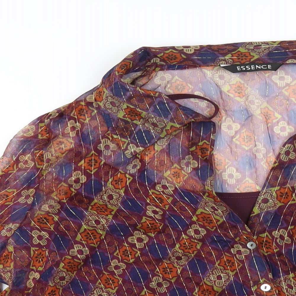 Evans Womens Multicoloured Geometric Polyester Basic Button-Up Size 16 V-Neck