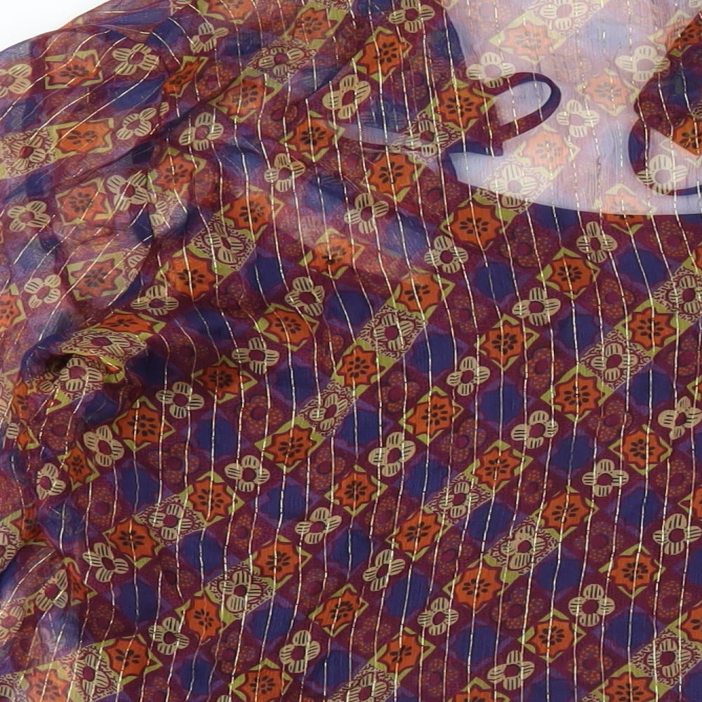 Evans Womens Multicoloured Geometric Polyester Basic Button-Up Size 16 V-Neck