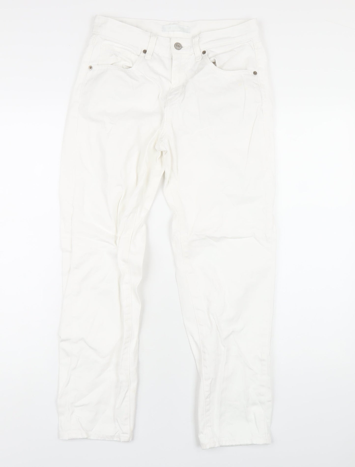 Uniqlo Womens White Cotton Straight Jeans Size 24 in L27 in Regular Zip