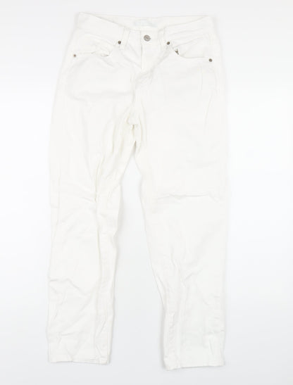 Uniqlo Womens White Cotton Straight Jeans Size 24 in L27 in Regular Zip