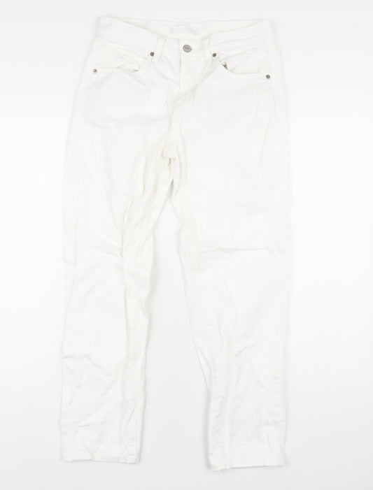 Uniqlo Womens White Cotton Straight Jeans Size 24 in L27 in Regular Zip