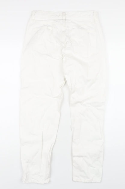 Uniqlo Womens White Cotton Straight Jeans Size 24 in L27 in Regular Zip