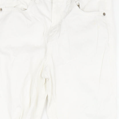 Uniqlo Womens White Cotton Straight Jeans Size 24 in L27 in Regular Zip