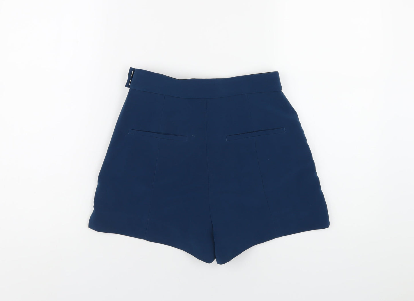 H&M Womens Blue Polyester Basic Shorts Size 8 Regular Zip