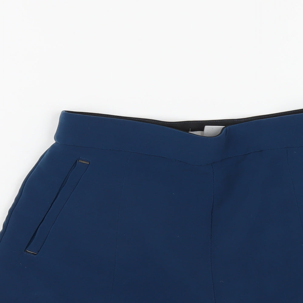 H&M Womens Blue Polyester Basic Shorts Size 8 Regular Zip