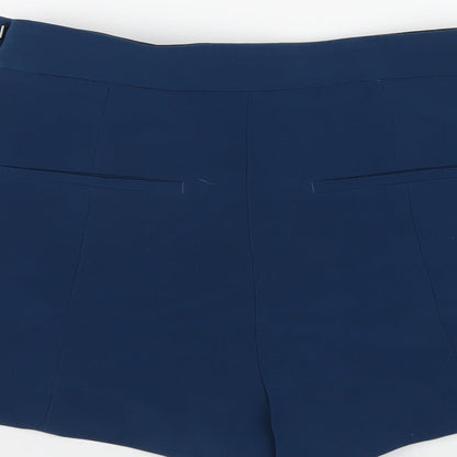 H&M Womens Blue Polyester Basic Shorts Size 8 Regular Zip