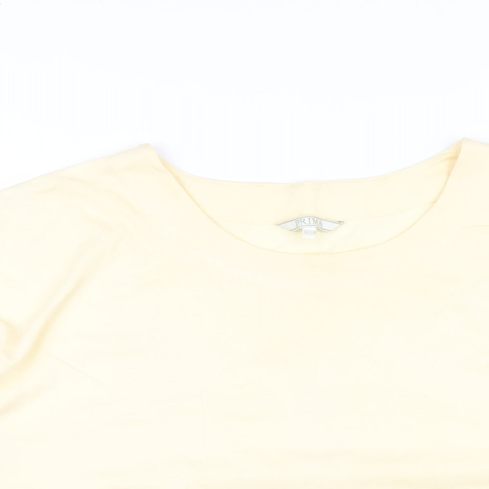 Prima Womens Yellow Polyester Basic T-Shirt Size 18 Round Neck