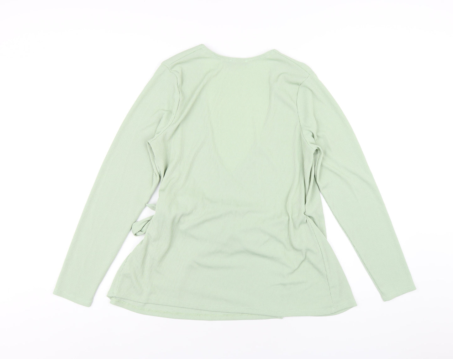 Boohoo Womens Green Polyester Wrap T-Shirt Size 16 V-Neck