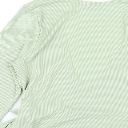 Boohoo Womens Green Polyester Wrap T-Shirt Size 16 V-Neck