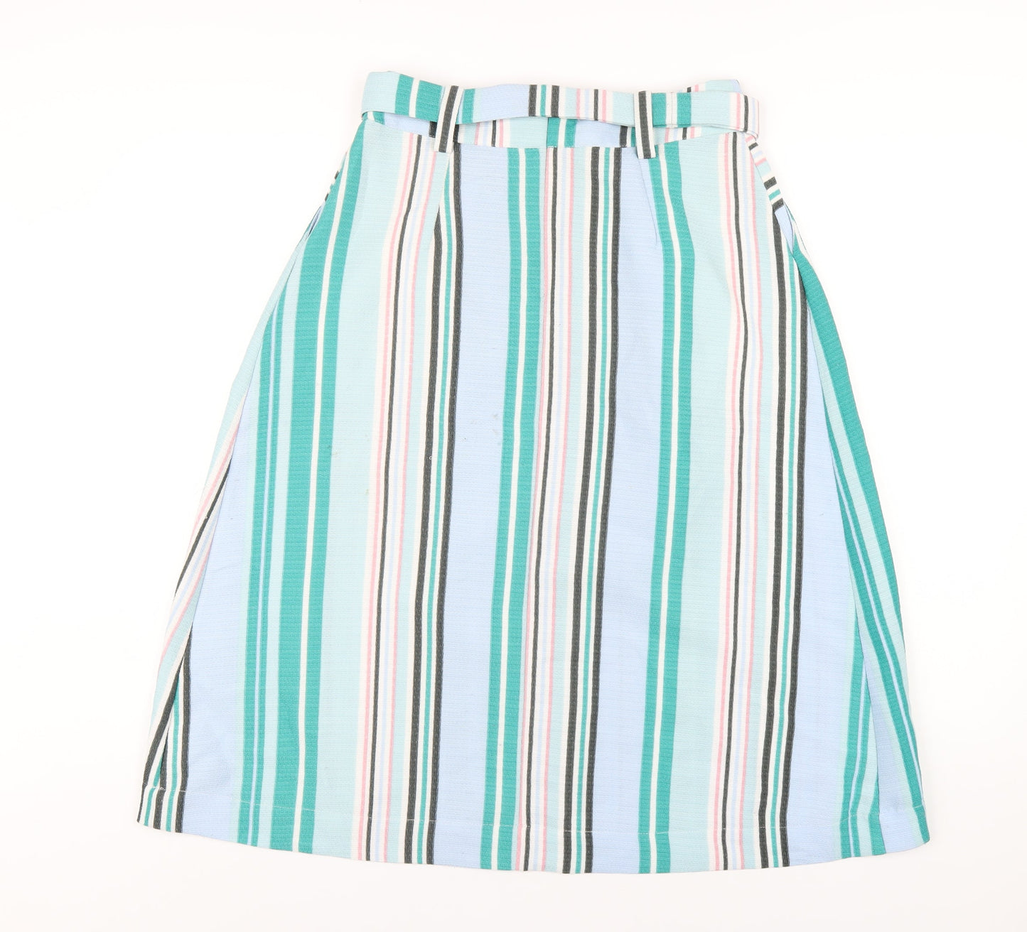 Oasis Womens Multicoloured Striped Polyester A-Line Skirt Size 8 Zip