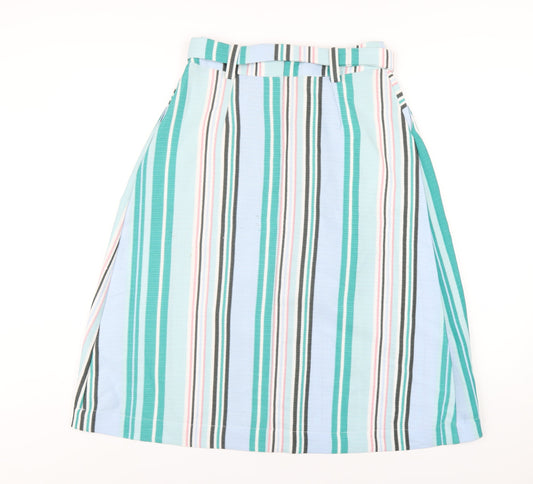 Oasis Womens Multicoloured Striped Polyester A-Line Skirt Size 8 Zip