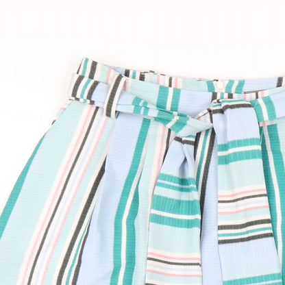 Oasis Womens Multicoloured Striped Polyester A-Line Skirt Size 8 Zip