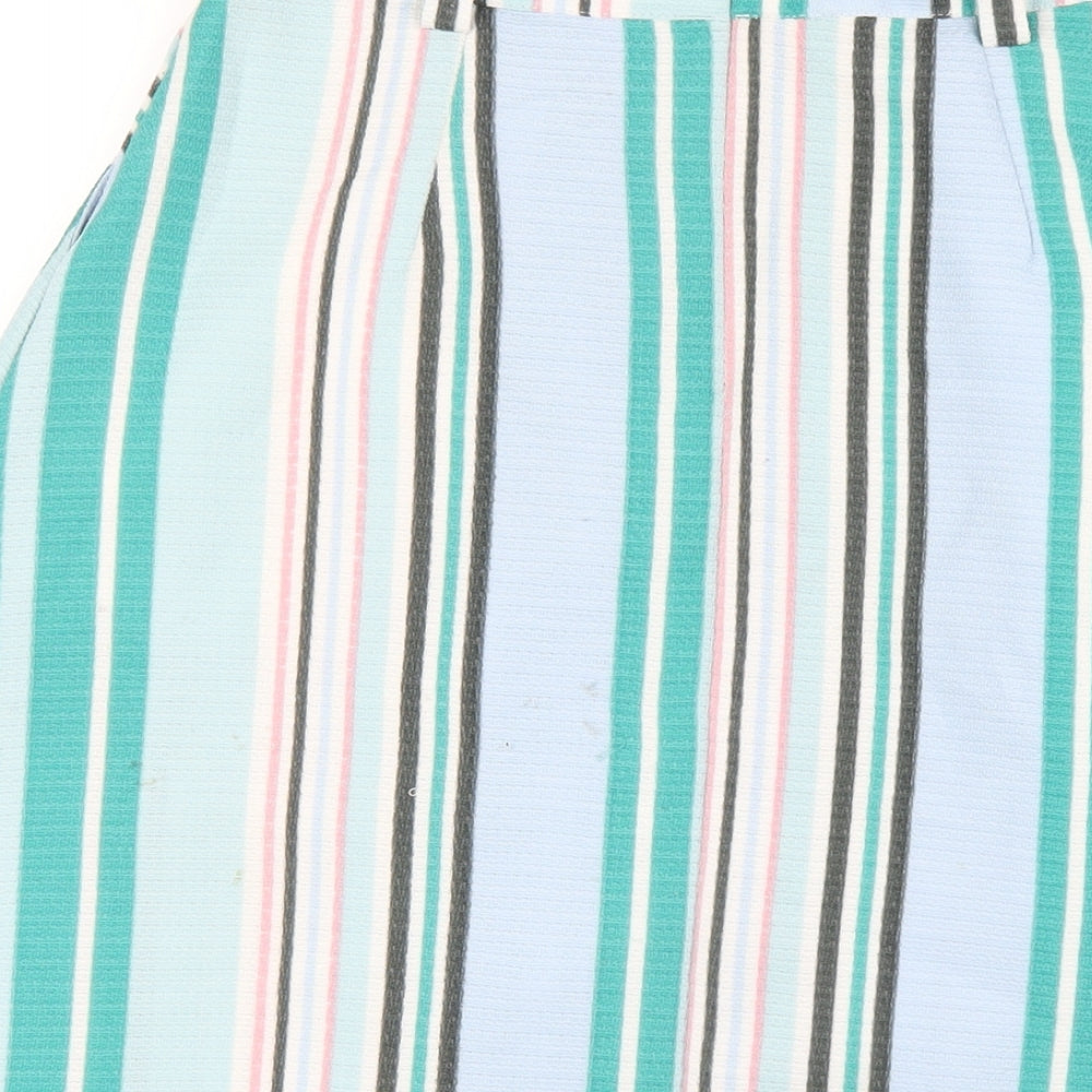 Oasis Womens Multicoloured Striped Polyester A-Line Skirt Size 8 Zip