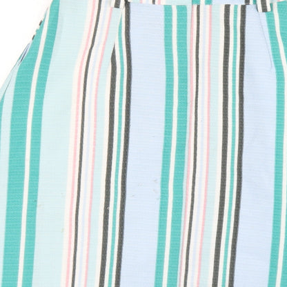 Oasis Womens Multicoloured Striped Polyester A-Line Skirt Size 8 Zip
