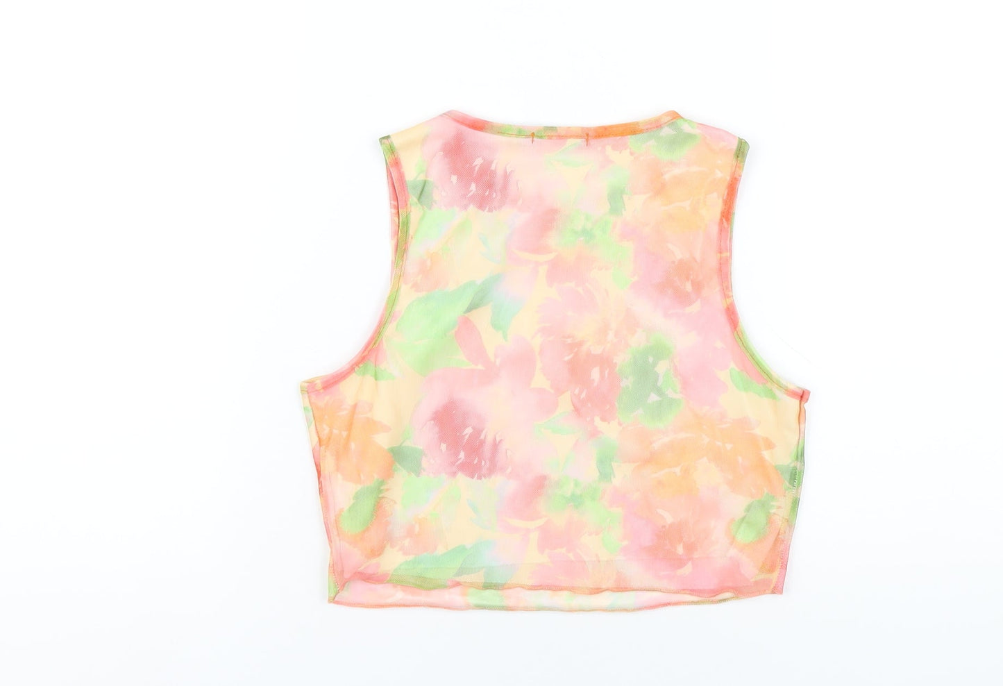 Boohoo Womens Multicoloured Geometric Polyester Cropped Tank Size 10 Round Neck