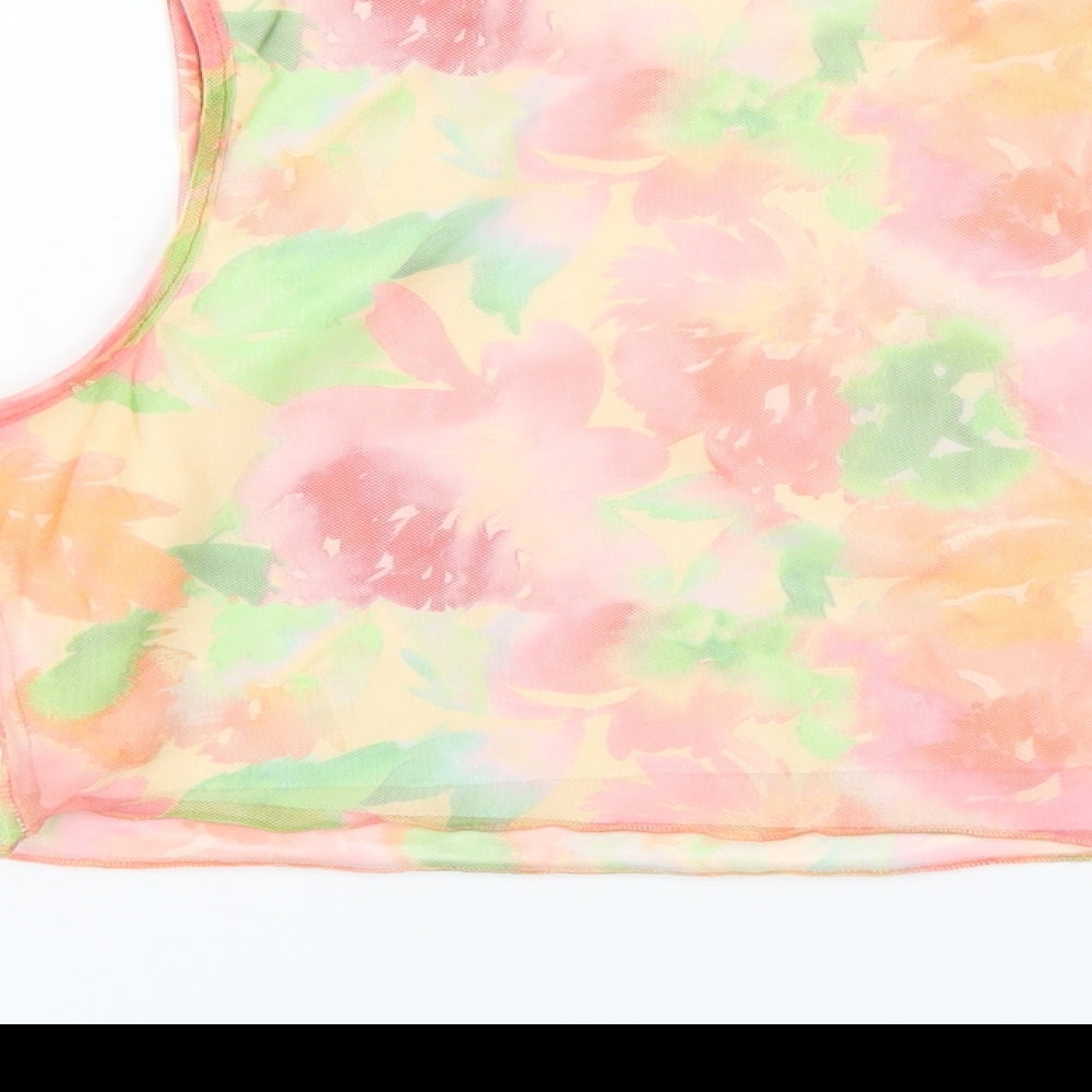 Boohoo Womens Multicoloured Geometric Polyester Cropped Tank Size 10 Round Neck