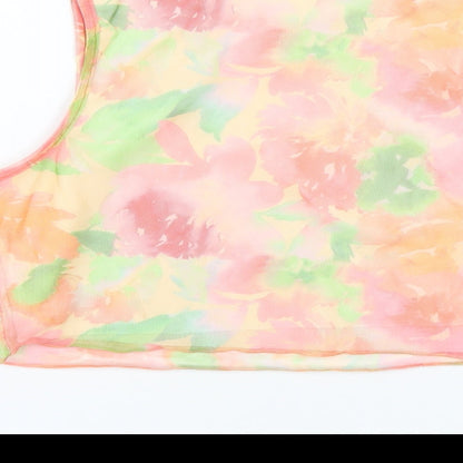 Boohoo Womens Multicoloured Geometric Polyester Cropped Tank Size 10 Round Neck