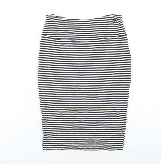 Crew Clothing Womens Blue Striped Viscose Straight & Pencil Skirt Size 8