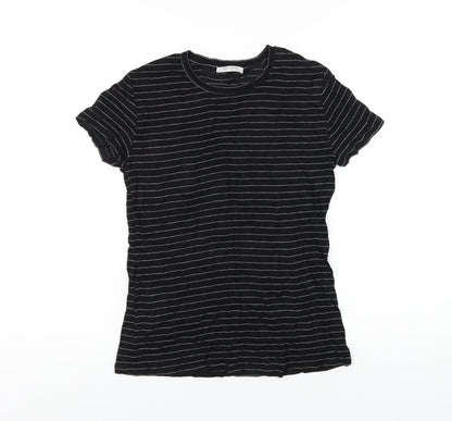Womens UK Size L Zara Black Basic T-Shirt