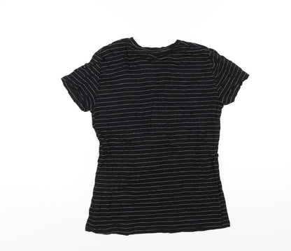 Womens UK Size L Zara Black Basic T-Shirt
